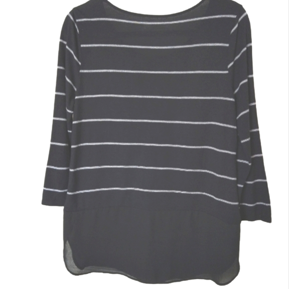 a.n.a. A New Approach Black & White Striped Top With Chiffon Bottom - Picture 1 of 5